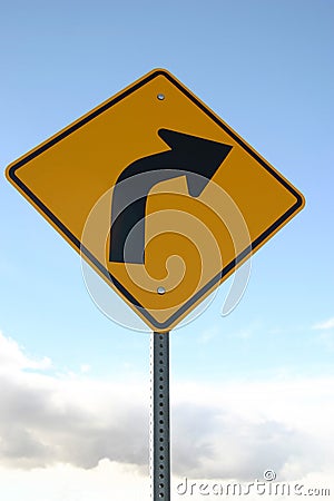 Sharp Right Turn Sign Stock Photo