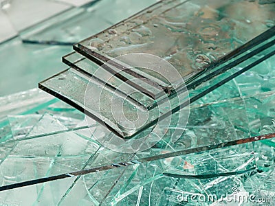 Sharp sheet glass waste Stock Photo