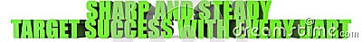 Sharp and Steady Target Success with Every Dart, 3d text Stock Photo