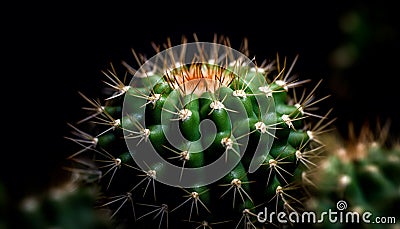 Sharp thorns protect succulent plant fresh growth generated by AI Stock Photo