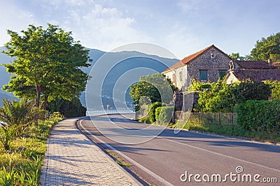 Sharp turn of road. Montenegro, view of Adriatic Highway Jadranska magistrala Stock Photo