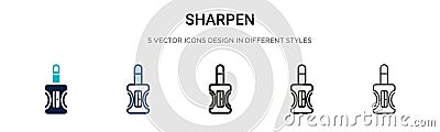 Sharpen icon in filled, thin line, outline and stroke style. Vector illustration of two colored and black sharpen vector icons Vector Illustration