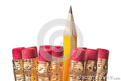 Sharpened pencil standing out Stock Photo