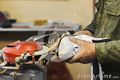 Sharpening of the figured skates Stock Photo