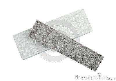 Sharpening stones for knife on white background, top view Stock Photo