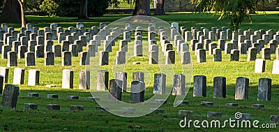 Sharpsburg, Maryland, USA September 11, 2021 Graves lined up in the Antietam National Cemetery Editorial Stock Photo