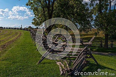 Sharpsburg, Maryland, USA September 11, 2021 A wooden fence line on the Antietam National Battlefield Editorial Stock Photo