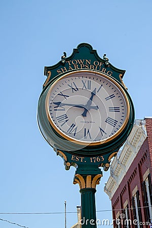 The Sharpsburg MD Town Clock Editorial Stock Photo