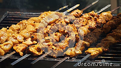 Shashlik - traditional Georgian barbecue. Stock Photo