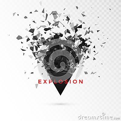 Shatter dark triangle. Abstract cloud of pieces after explosion. Vector illustration isolated on transparent background Vector Illustration