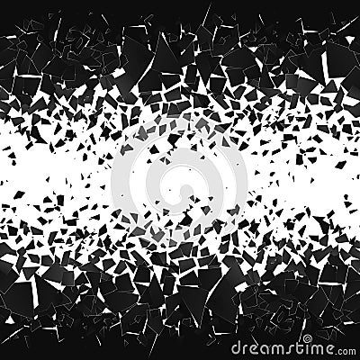 Shatter and destruction halftone effect. Abstract cloud of pieces and fragments after explosion. Vector Vector Illustration