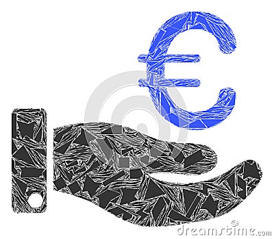 Shatter Mosaic Hand Give Euro Icon Vector Illustration