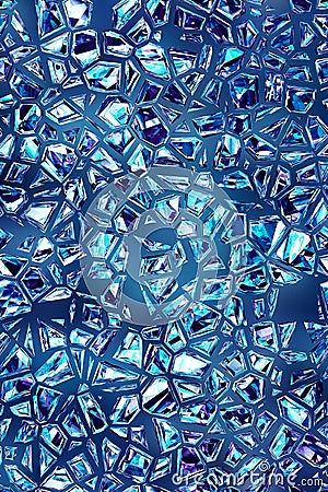 Shattered blue glass mosaic pattern texture fracture background design Stock Photo