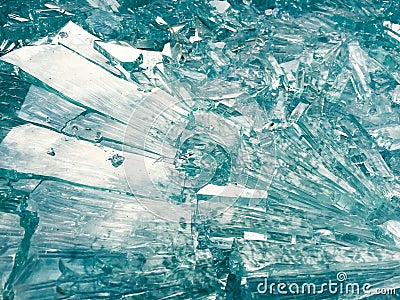 Shattered broken glass pieces Stock Photo