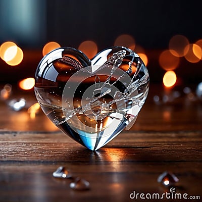 Shattered, broken heart made from glass Stock Photo