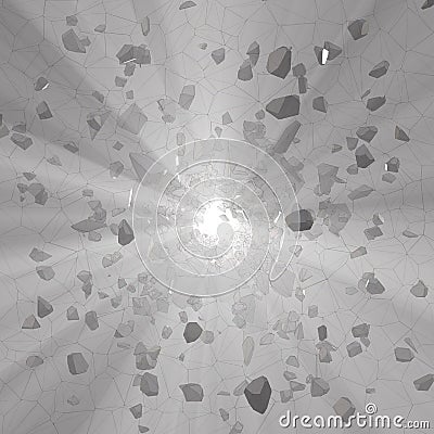 Shattered broken stones or meteor flying in foggy space background. 3d illustration Cartoon Illustration