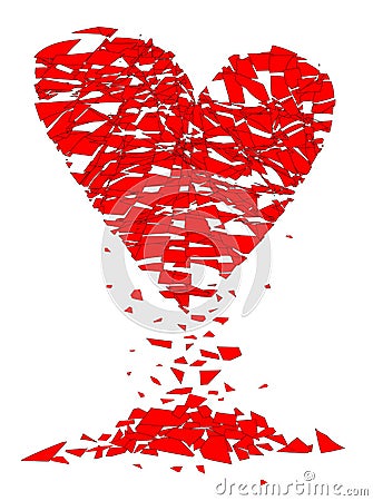 Shattered Lovers Heart Over A White Background Vector Illustration