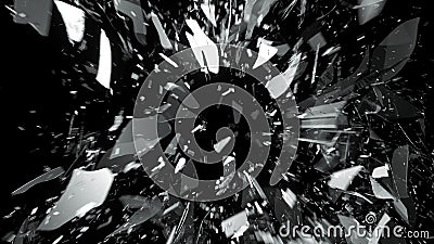 Shattered pieces of glass with motion blur Stock Photo