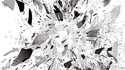 Shattered pieces of glass with motion blur Stock Photo