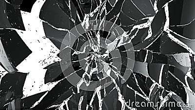 Shattered pieces of glass on white Stock Photo