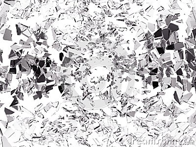 Shattered pieces of glass on white Stock Photo