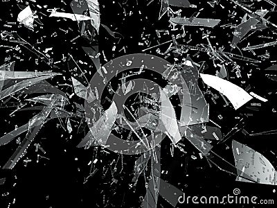 Shattered or smashed glass sharp Pieces Stock Photo