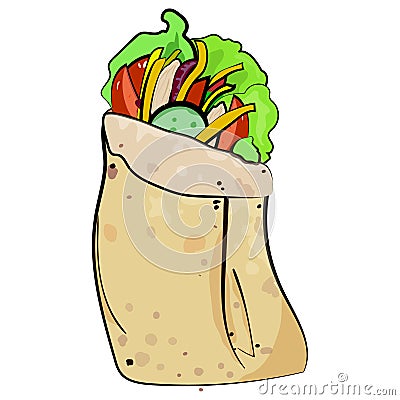 Shaurma icon, shawarma vector illustration, chicken roll Cartoon Illustration