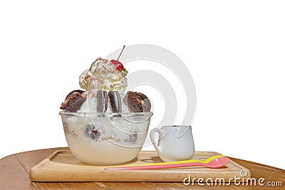 Shave ice -Brownie shaved ice dessert. Dessert food for summer s Stock Photo