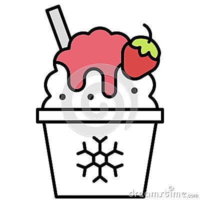 Shaved ice icon, Summer vacation related vector Vector Illustration
