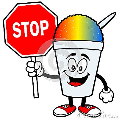 Shaved Ice with Stop Sign Vector Illustration