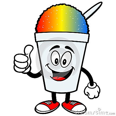 Shaved Ice with Thumbs Up Vector Illustration