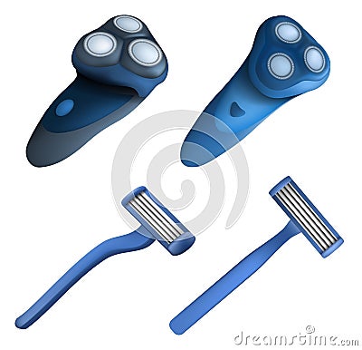 Shaver razor icon set, realistic style Vector Illustration