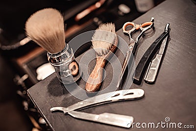 Tools of barber shop Stock Photo