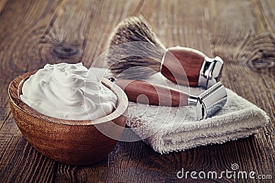 Shaving accessories Stock Photo