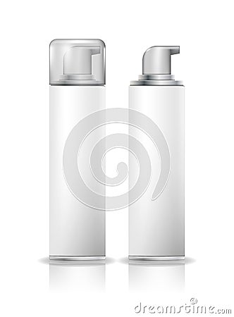 Shaving foam cosmetic bottle sprayer. White spray container mock up. vector illustration. Container with gel for shaving Vector Illustration
