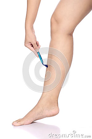 Shaving Legs Stock Photo