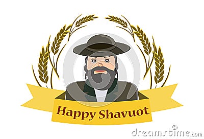 Shavuot Banner - Shavuot festive banner with the image of a Jew, on an isolated background Vector Illustration