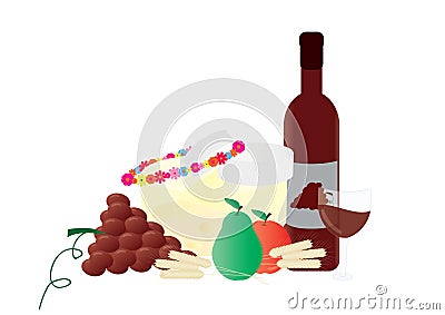 Shavuot Jewish Holiday elements Vector Illustration