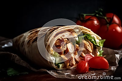 Shawarma sandwich. Traditional oriental shawarma. generative ai Stock Photo