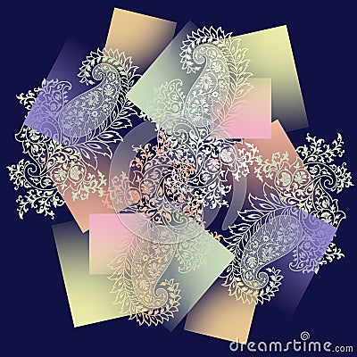 shawl motif colorful silk scarf design Stock Photo