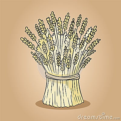 Sheaf of wheat rye sketch doodle. Hand drawn vector image Vector Illustration