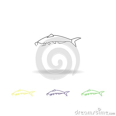 sheatfish, catfish multicolored icons. Element of popular sea animals icon. Signs and symbols outline icon for websites, web desig Stock Photo