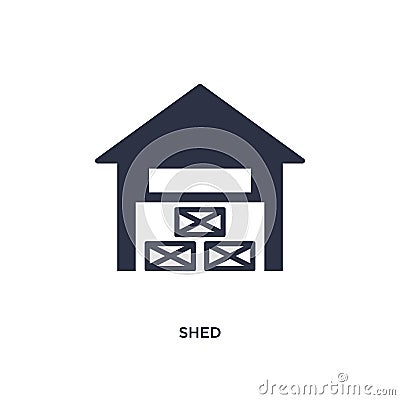 shed icon on white background. Simple element illustration from agriculture farming and gardening concept Vector Illustration