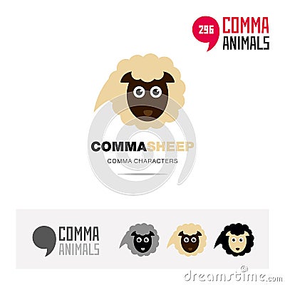 Sheep animal concept icon set and modern brand identity logo template and app symbol based on comma sign Vector Illustration