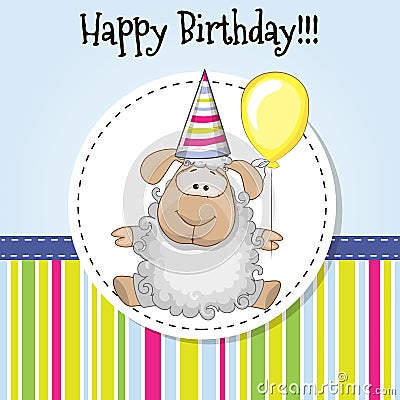 Sheep with balloon Vector Illustration