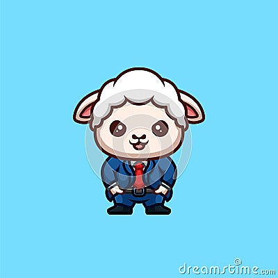 Sheep Business Cute Creative Kawaii Cartoon Mascot Logo Stock Photo