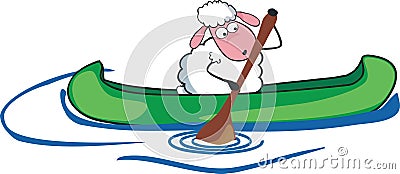 Sheep in canoe Vector Illustration