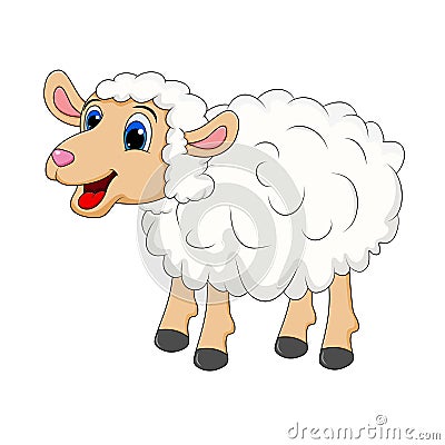 Sheep Cartoon Mascot Character Standing for farm concept. happy vector white lamb isolated on white background Vector Illustration