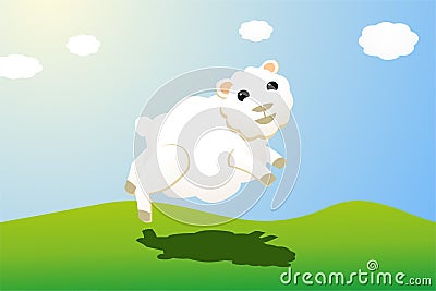 Sheep count to sleep symbolically as a vector Vector Illustration