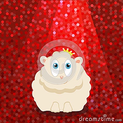 Sheep in the crown under the bright lights Vector Illustration